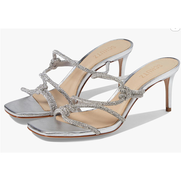 SCHUTZ Women's Lauryn Silver Dress Sandals. 7.5 NIB - Picture 5 of 9